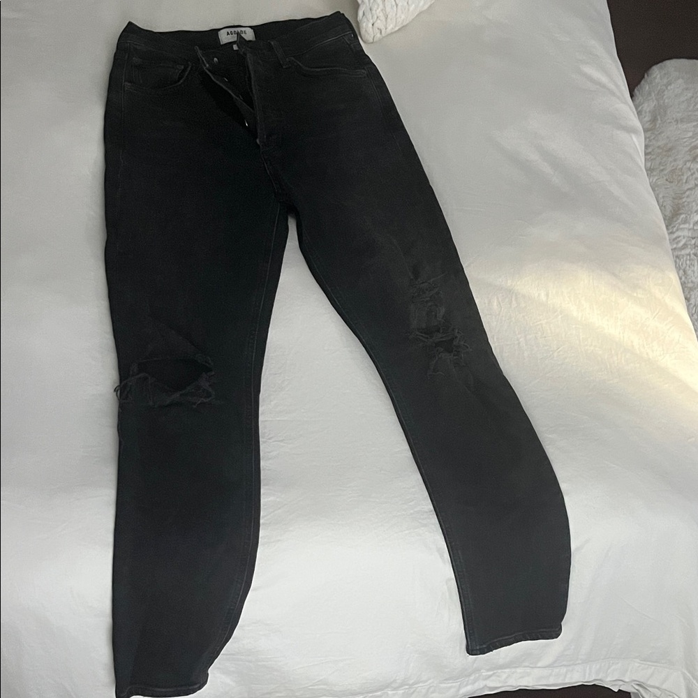 Agolde Black Distressed Skinny Jeans